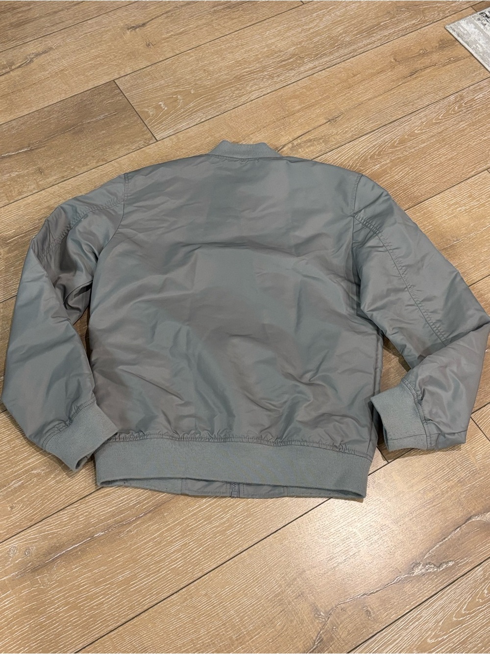 American Rag Gray Bomber Jacket Women’s Small Lightweight Zip Front utility coat - Picture 3 of 7